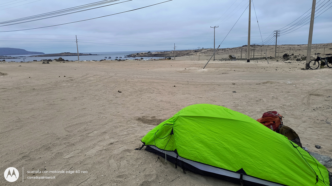 La tenda sulla costa al termine della Tappa 19